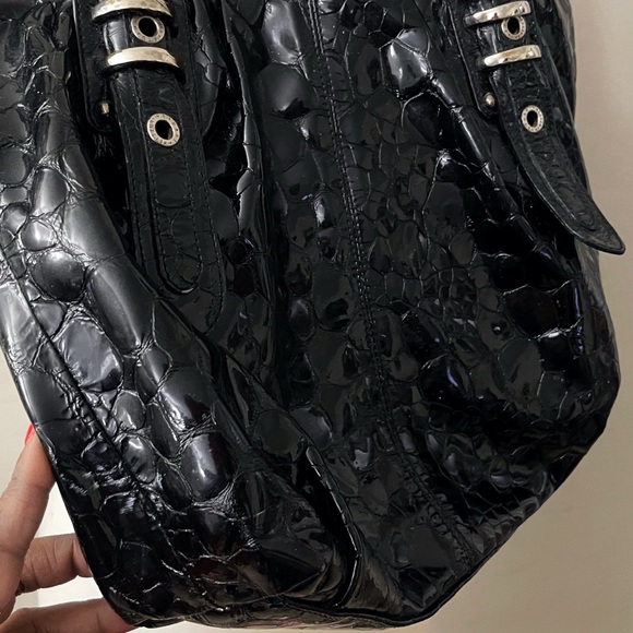 Stewart Weitzman Patent leather large black Tote Bag Luxury Statement - Picture 12 of 16